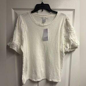 NWT Design History 100% Cotton Ivory Blouse Size Large